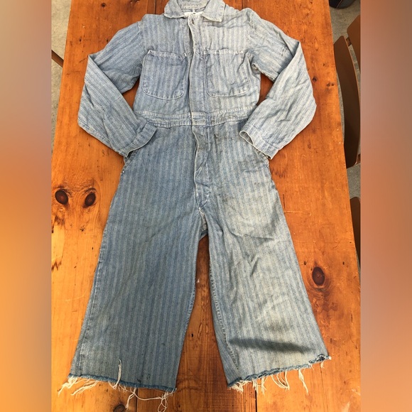Vintage Herringbone cut off & embroidered coveralls - Picture 6 of 10